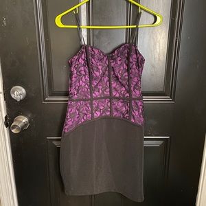 Purple and Black Club Mini Dress